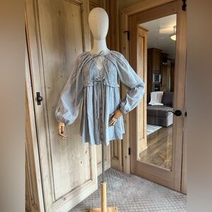 Free People Mini Tunic Dress with bows and lace